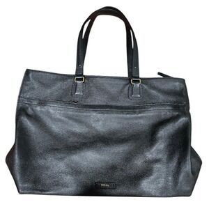 Fossil Pebbled Leather Tote with Double Straps, Black‎